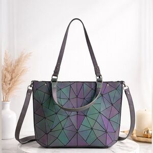 Iridescent Geometric Totr Bag Holographic Prism Color Changing Bao Bao Style
